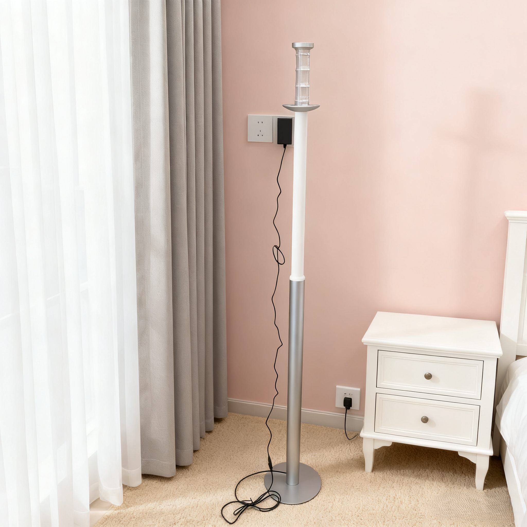 Floor Lamp – Black/White Adjustable Standing Light